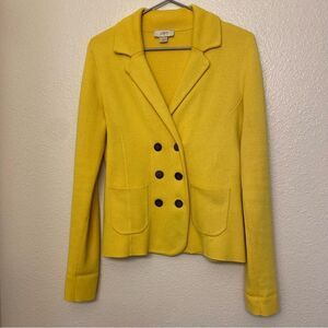 Loft Yellow double breasted blazer suit jacket knit 100% cotton S